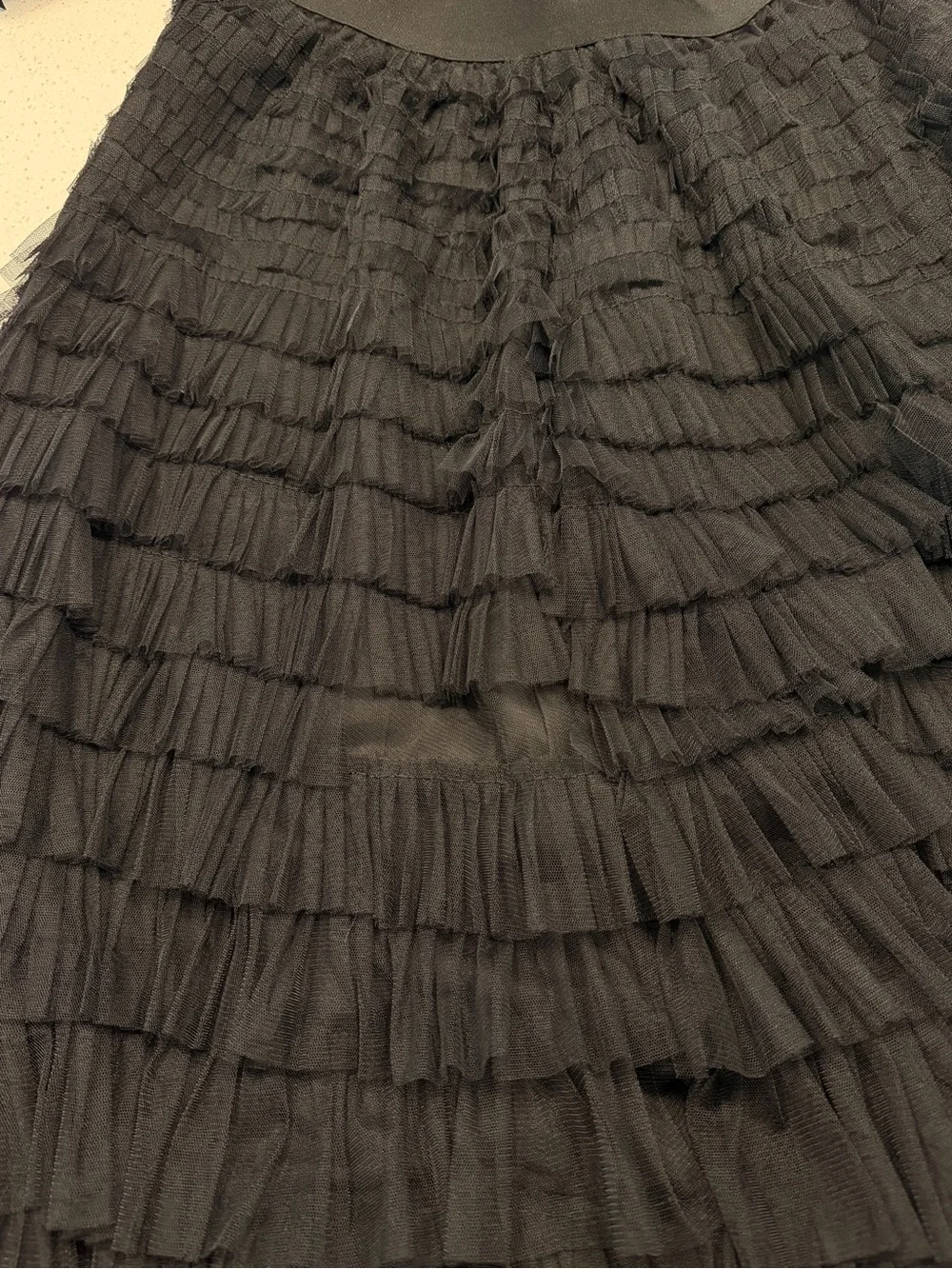 Black Tiered Ruffle Maxi Skirt Size Women's Size Large | Goth Avant Garde